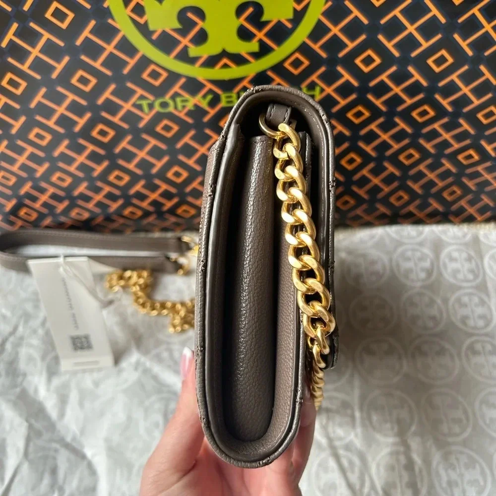 NWT Tory Burch Willa Chain Wallet Crossbody Bag Volcanic Stone